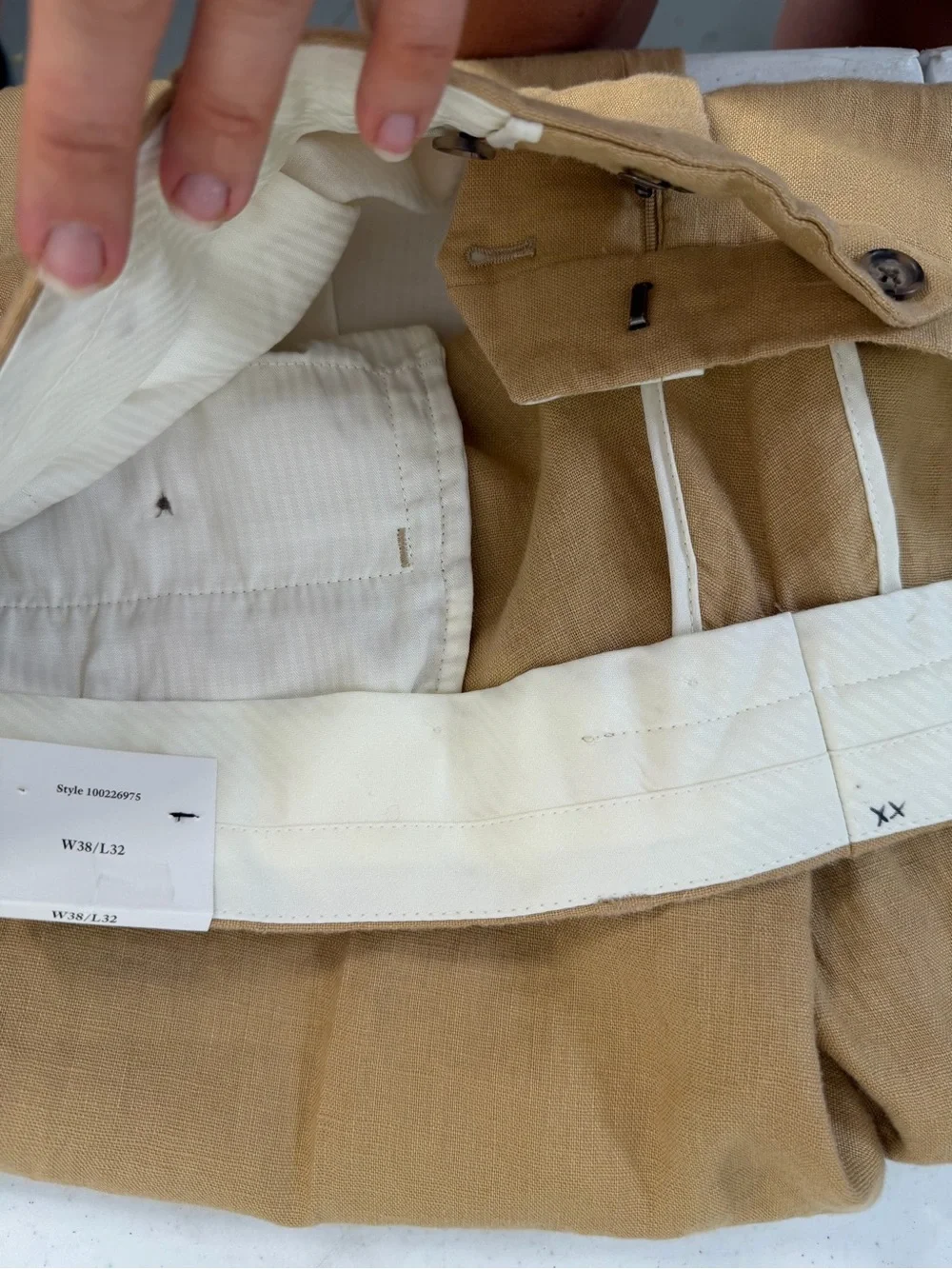 NWT Brooks Brothers Linen trousers,‎ ivory/light khaki Tan Mens W38/L32